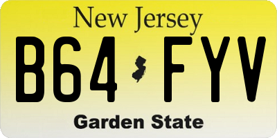 NJ license plate B64FYV