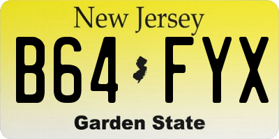 NJ license plate B64FYX
