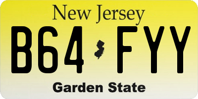 NJ license plate B64FYY