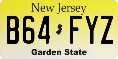 NJ license plate B64FYZ