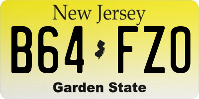 NJ license plate B64FZO