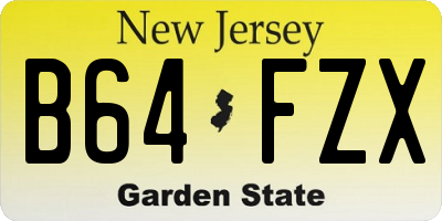 NJ license plate B64FZX