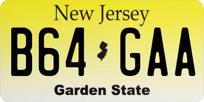 NJ license plate B64GAA