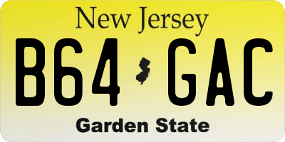 NJ license plate B64GAC