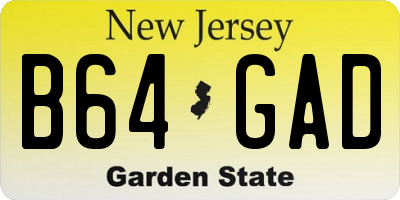 NJ license plate B64GAD