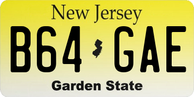 NJ license plate B64GAE