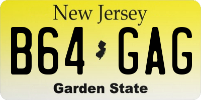 NJ license plate B64GAG