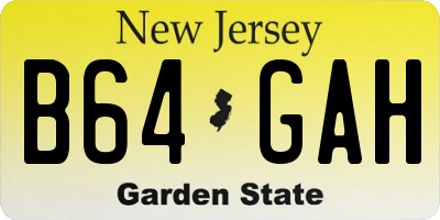 NJ license plate B64GAH