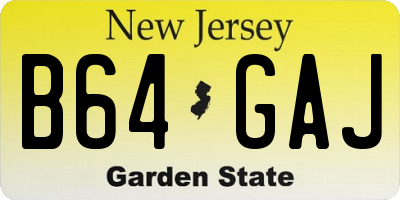 NJ license plate B64GAJ