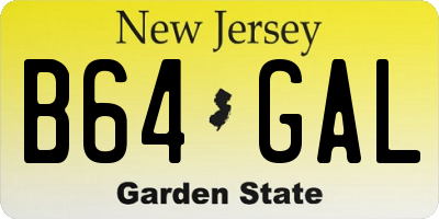 NJ license plate B64GAL