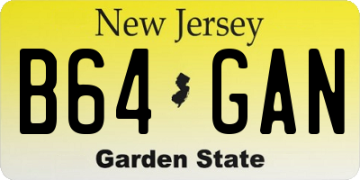 NJ license plate B64GAN
