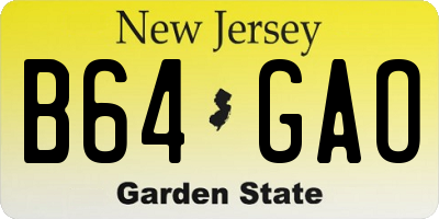 NJ license plate B64GAO