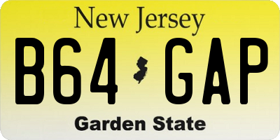 NJ license plate B64GAP
