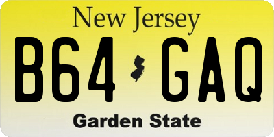 NJ license plate B64GAQ