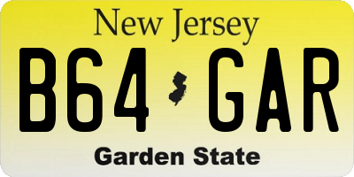 NJ license plate B64GAR