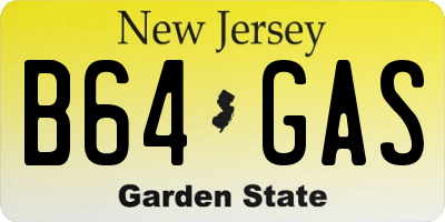 NJ license plate B64GAS