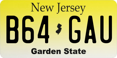 NJ license plate B64GAU