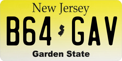 NJ license plate B64GAV