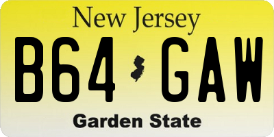 NJ license plate B64GAW