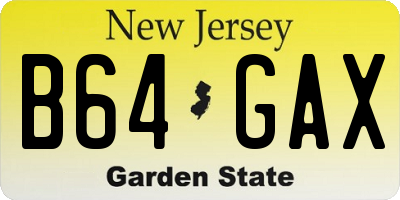 NJ license plate B64GAX