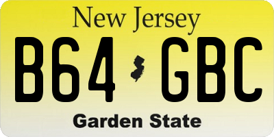 NJ license plate B64GBC