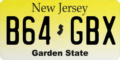 NJ license plate B64GBX