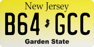 NJ license plate B64GCC