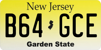 NJ license plate B64GCE