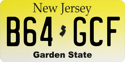 NJ license plate B64GCF
