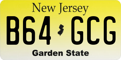 NJ license plate B64GCG