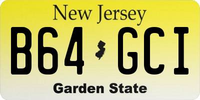 NJ license plate B64GCI