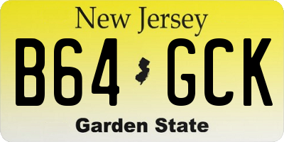 NJ license plate B64GCK