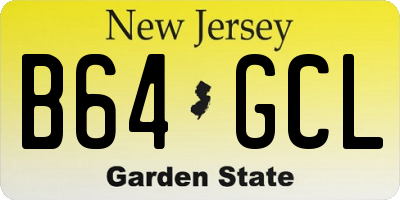 NJ license plate B64GCL