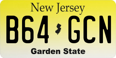 NJ license plate B64GCN