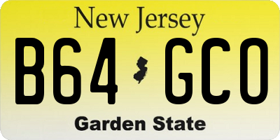 NJ license plate B64GCO