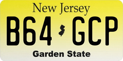 NJ license plate B64GCP