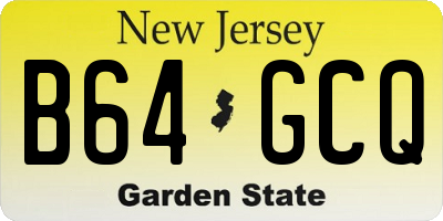 NJ license plate B64GCQ