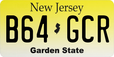 NJ license plate B64GCR