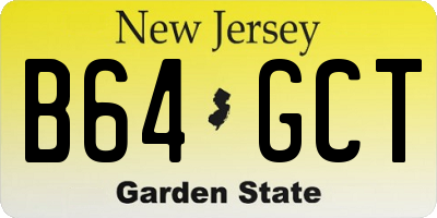 NJ license plate B64GCT
