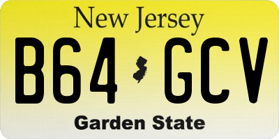 NJ license plate B64GCV