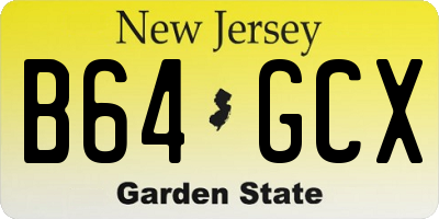 NJ license plate B64GCX