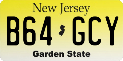 NJ license plate B64GCY
