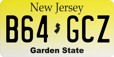 NJ license plate B64GCZ