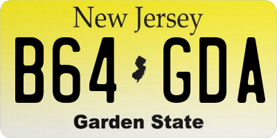 NJ license plate B64GDA