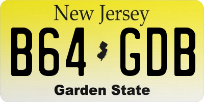 NJ license plate B64GDB