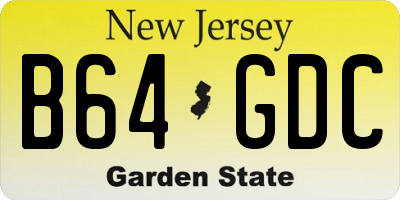 NJ license plate B64GDC