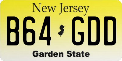 NJ license plate B64GDD