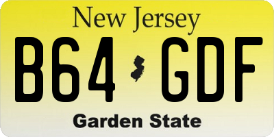 NJ license plate B64GDF