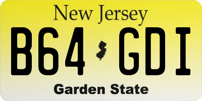 NJ license plate B64GDI