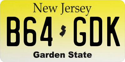 NJ license plate B64GDK